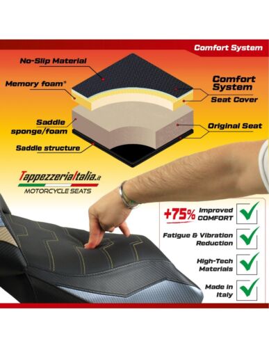 Tappezzeria Italia Comfort, Stylish Seat Cover With Logo DUCATI Diavel 1260 Black & Steel-DD126SC1-4YL Black/Yellow