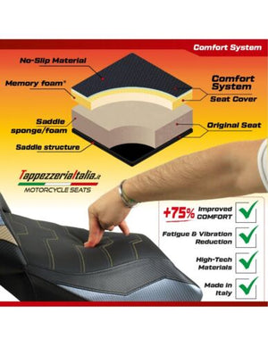 Tappezzeria Italia Comfort, Stylish Seat Cover With Logo DUCATI Diavel 1260 Black & Steel-DD126SC1-4YL Black/Yellow