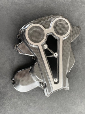 CAM BELT COVERS MATT WITH CROME DECAL DUCATI XDIAVEL'16 ZAO.199.XD16M.K by Ilmberger Carbon