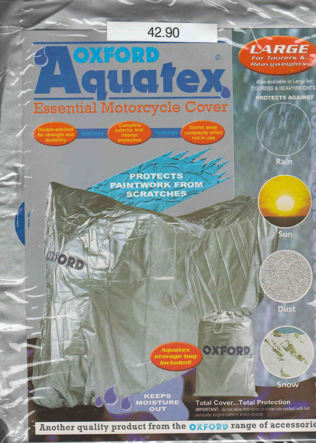 Oxford Aquatex Essential Motorcycle Cover Large OF926