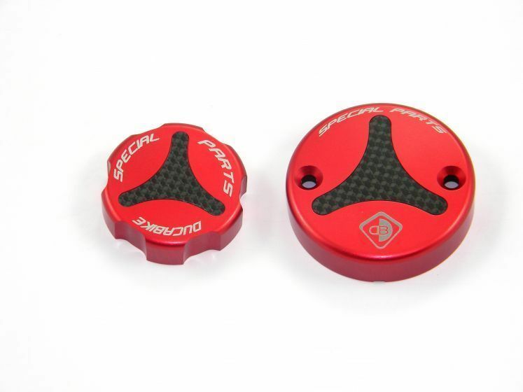 DUCABIKE Fluid Reservoir Caps - Red - TLS01A NEW MADE IN ITALY Quality billet