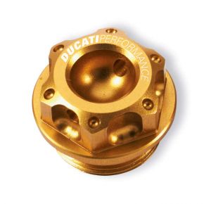 Ducati Performance Anodized Billet Aluminium Oil Filler Plug - Gold, Part # 96853208B