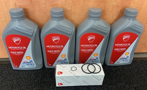 Panigale V4 Washer kit Ducati Shell Advance Ultra 4T 15W-50 Synthetic, Oil Filter & 2 Oil Seals